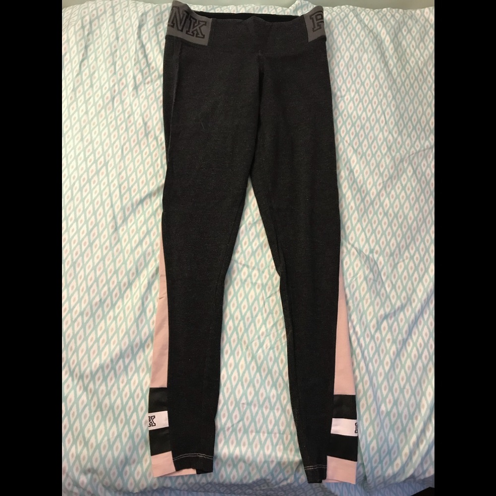 PINK Yoga Pants- Like New- Sz. Small- Grey/Pink